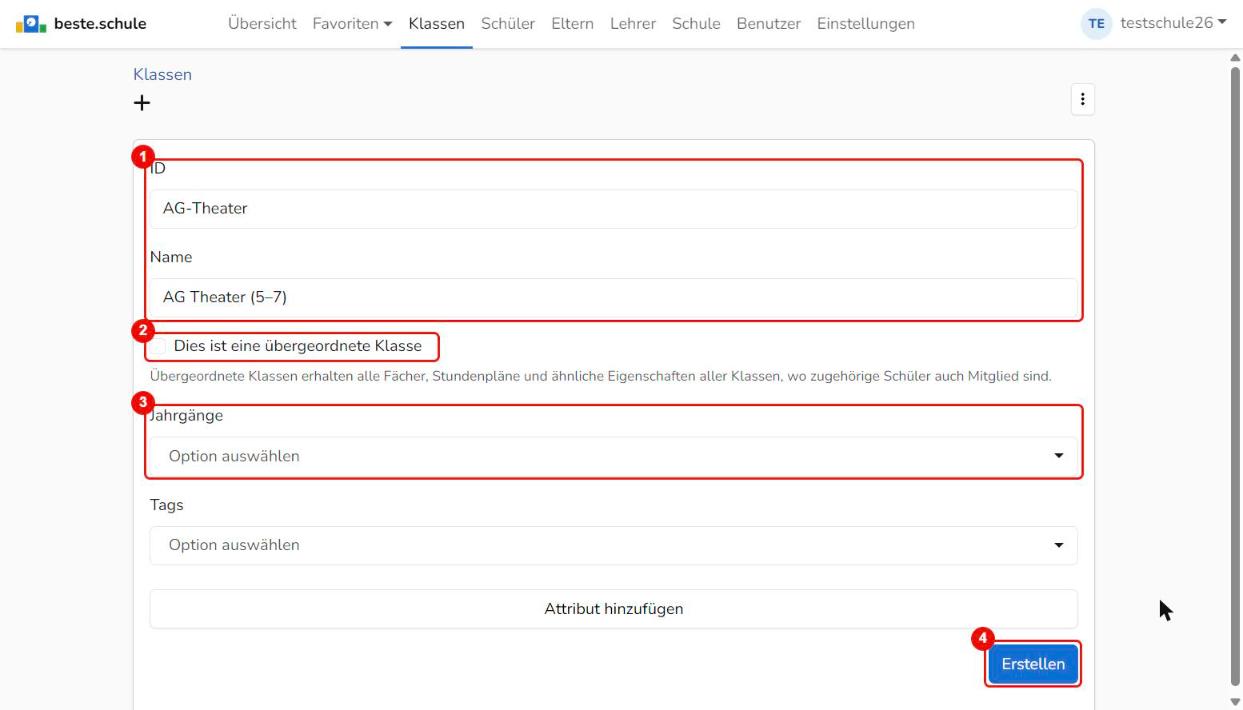 AG ohne Jahrgang und nicht übergeordnet anlegen
