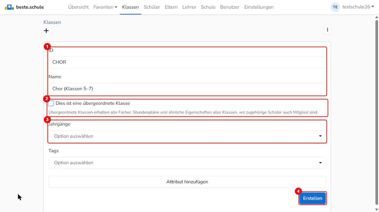 Neue Klasse oder Gruppe anlegen