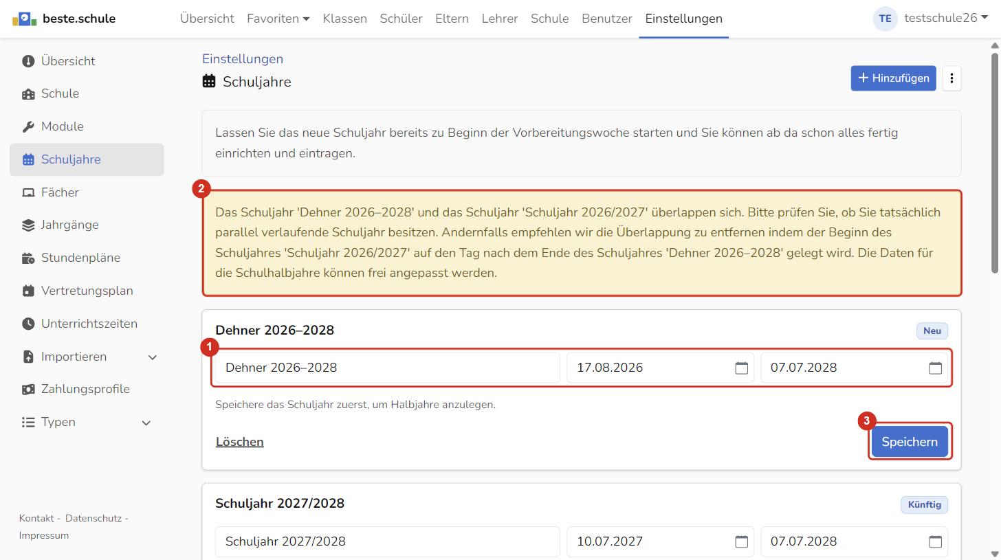 Dehner-Schuljahr anlegen