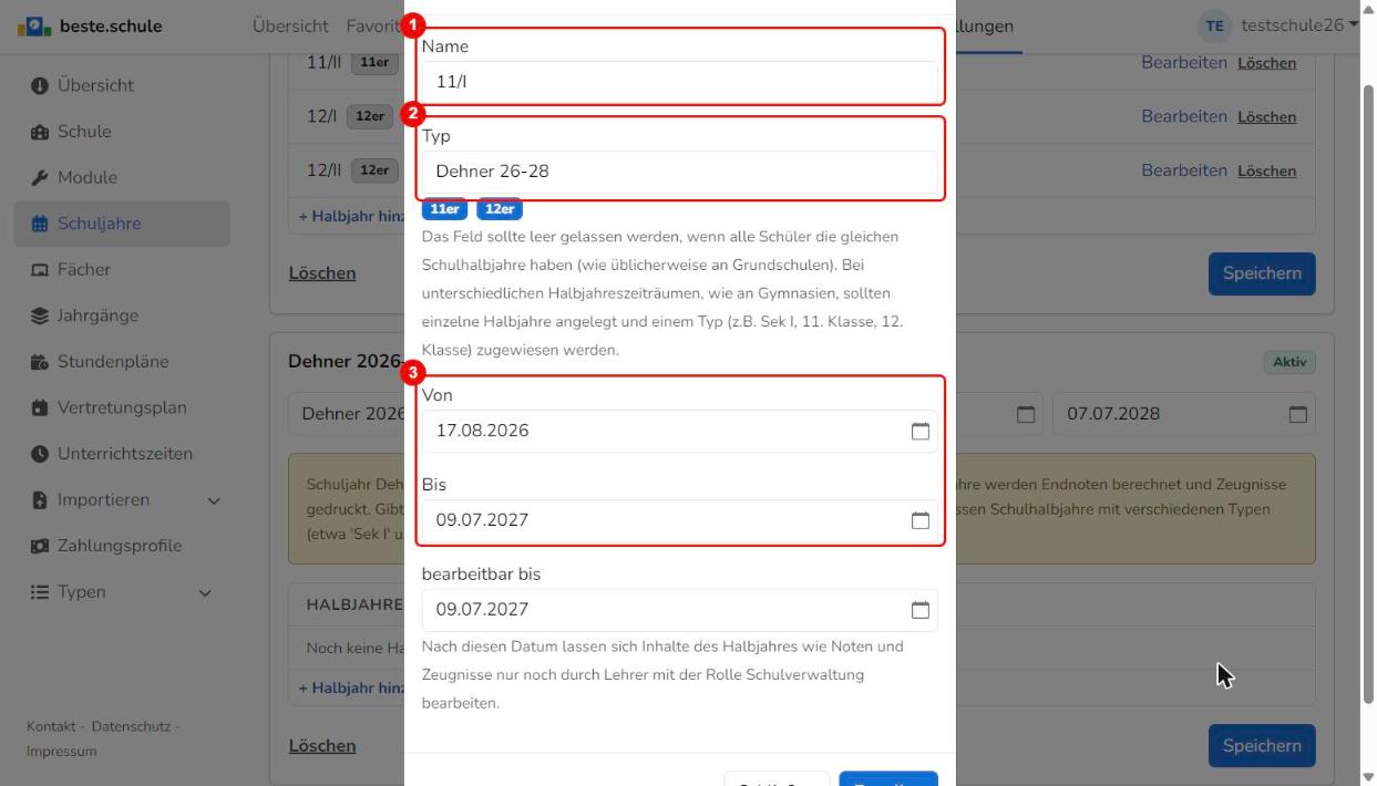 Halbjahr 11/I mit Typ Dehner 26-28