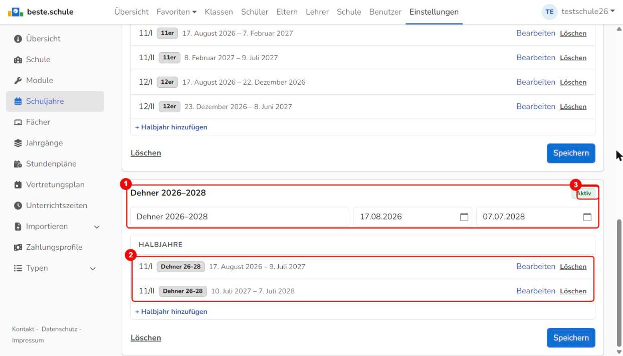 Dehner-Schuljahr mit zwei Halbjahren