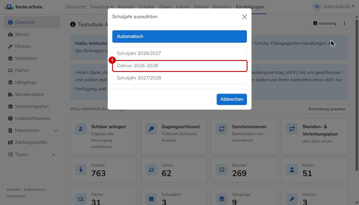 Schuljahr auswählen: Dehner 2026–2028