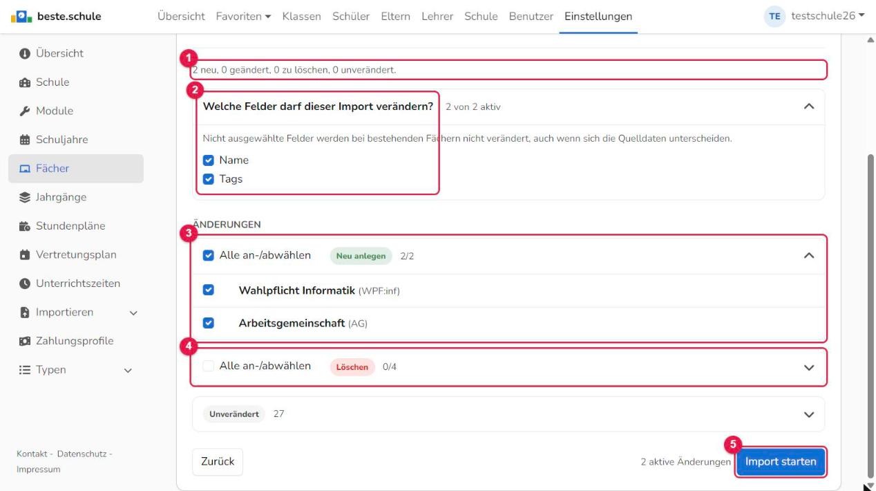 Import-Assistent Schritt Vorschau