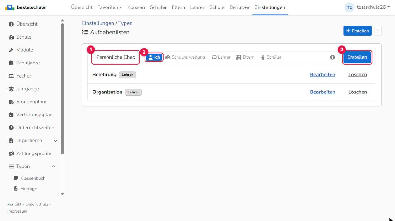 Aufgabenlisten-Typ anlegen