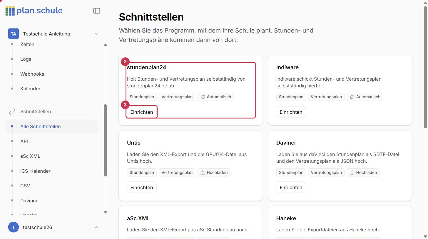 Schnittstellen in plan.schule