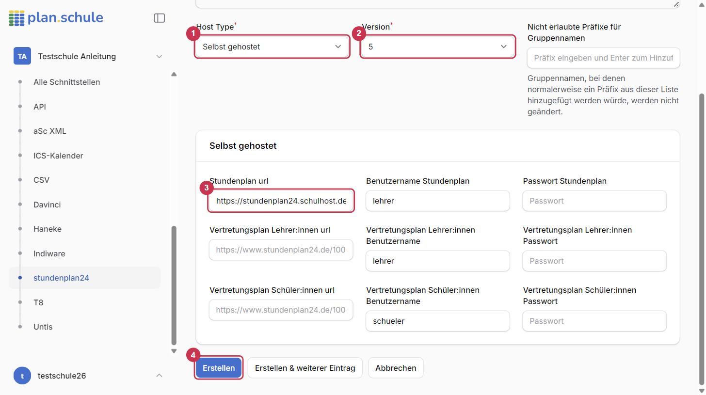 Beispiel: stundenplan24 einrichten