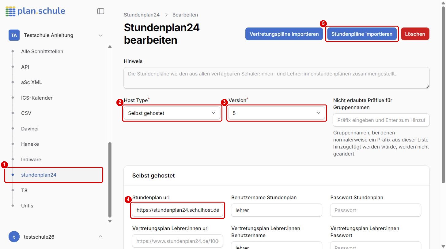 plan.schule: Schnittstelle stundenplan24 mit der Demo-Adresse