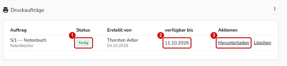 Eigene Druckaufträge mit Herunterladen
