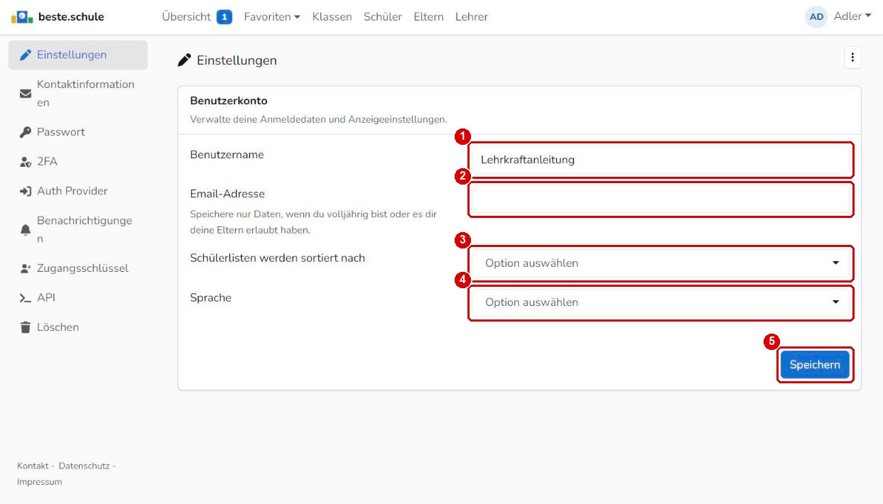 Persönliche Einstellungen