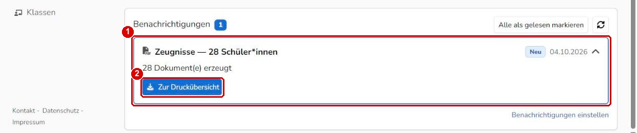 Benachrichtigung über ein fertiges PDF