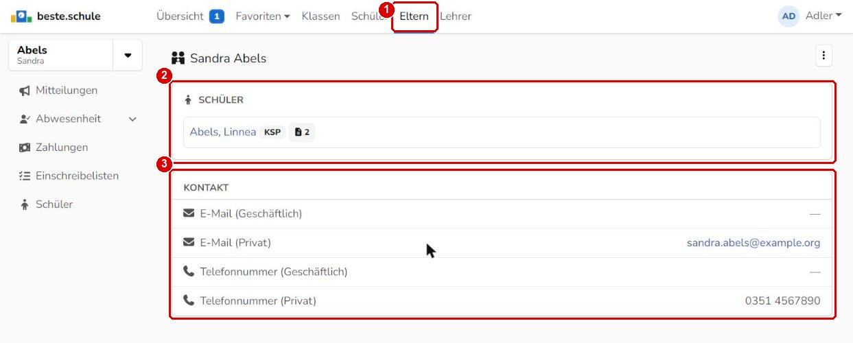 Seite eines Elternteils