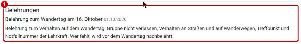 Belehrungen im gedruckten Klassenbuch
