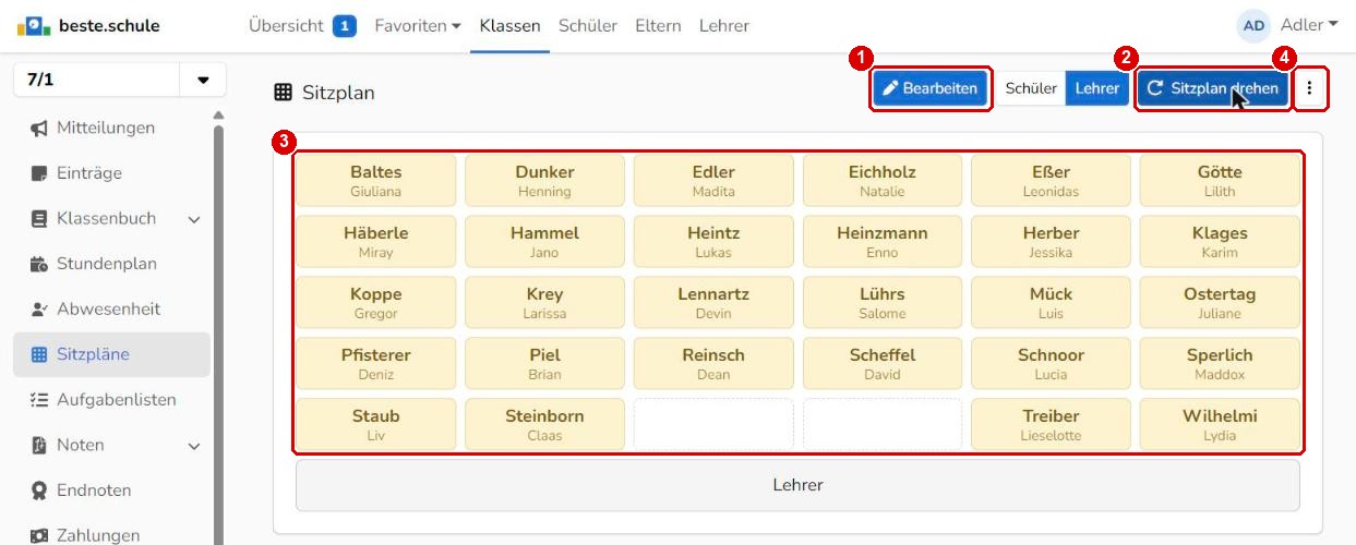 Gespeicherter Sitzplan