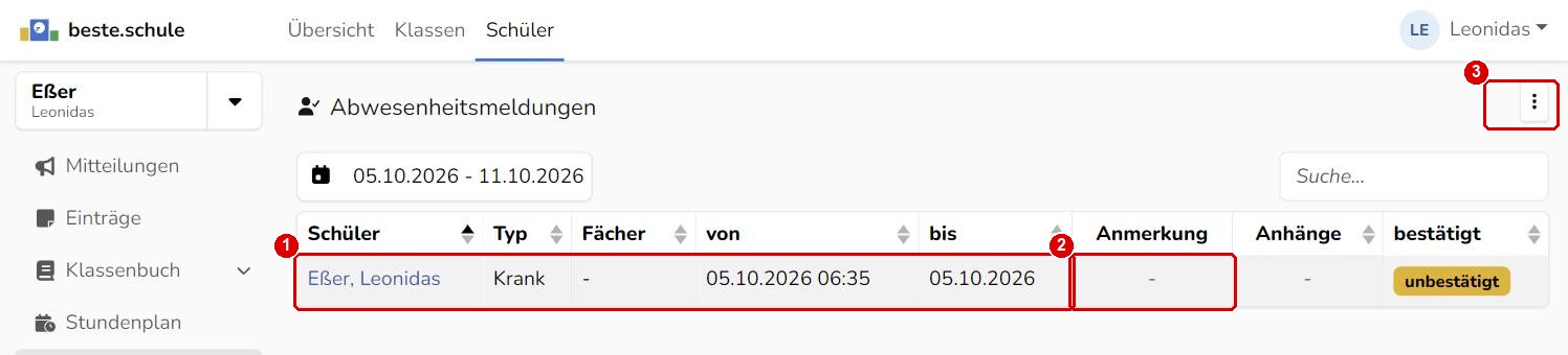 Abwesenheitsmeldungen aus Sicht der Schüler*innen
