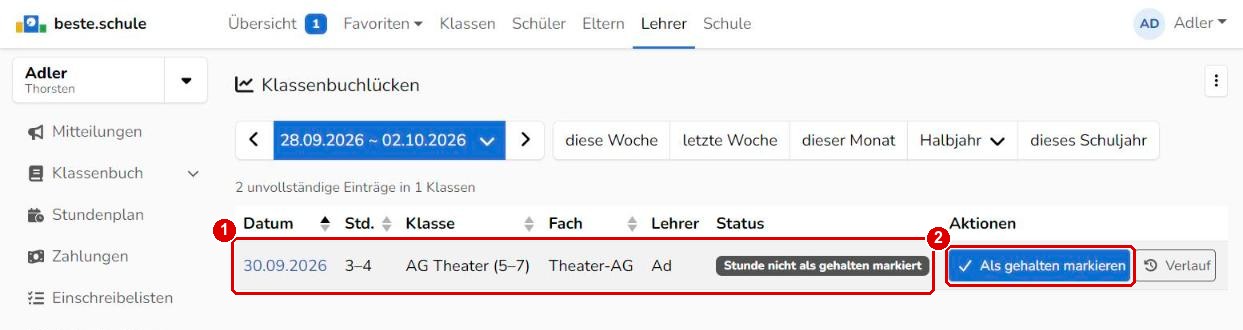 Offene Stunde einer Lehrkraft
