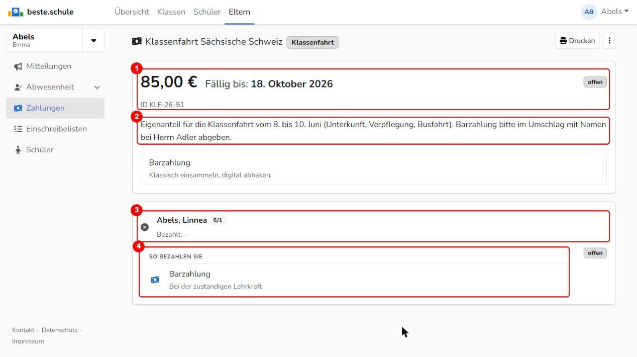 Zahlung aus Elternsicht